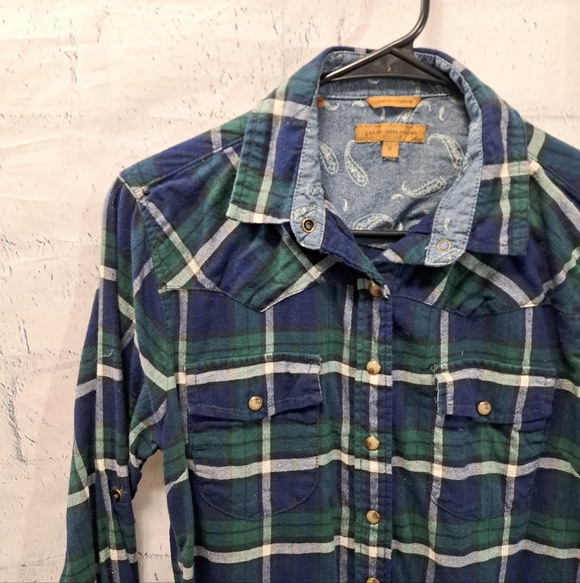 Jachs Girlfriend navy plaid top - Picture 2 of 6